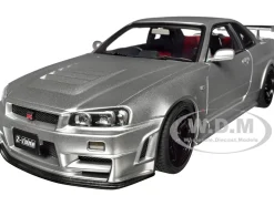 Nissan Nismo R34 GT R Z TUNE RHD Right Hand Drive Silver Metallic 1/18 Model Car Autoart AA77461