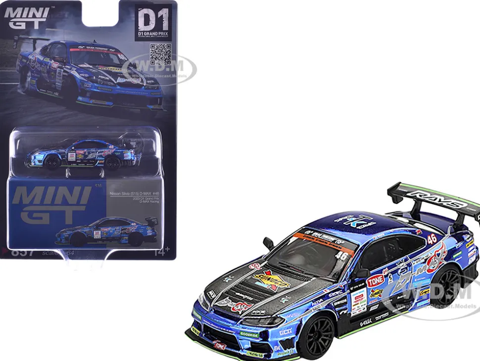 Nissan Silvia (S15) D-MAX RHD (Right Hand Drive) #46 Masao Suenaga "D-MAX Racing" "D1 Grand Prix" (2023) Limited Edition 1/64 Diecast Model Car by Mini GT