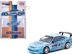 Nissan Silvia (S15) Vertex RHD (Right Hand Drive) "GReddy" Light Blue "Global64" Series 1/64 Diecast Model by Tarmac Works