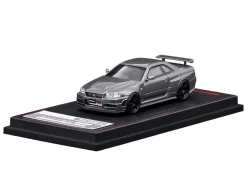 Nissan Skyline GT-R (BNR34) Nismo CRS RHD (Right Hand Drive) Gray Metallic 1/64 Diecast Model Car by Ignition Model