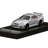 Nissan Skyline GT-R (BNR34) Z-Tune Nismo RHD (Right Hand Drive) Silver Metallic with Graphics 1/64 Diecast Model Car by Ignition Model