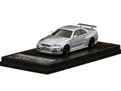 Nissan Skyline GT-R (BNR34) Z-Tune Nismo RHD (Right Hand Drive) Silver Metallic with Graphics 1/64 Diecast Model Car by Ignition Model