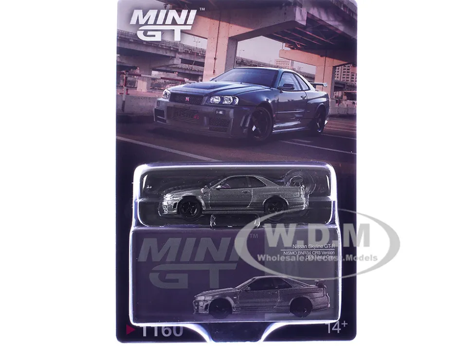 Nissan Skyline GT-R (NISMO BNR34 CRS Version) RHD (Right Hand Drive) Dark Metal Gray Metallic Limited Edition 1/64 Diecast Model Car by Mini GT