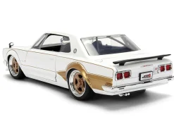 1971 Nissan Skyline 2000GT-R RHD (Right Hand Drive) White with Gold Graphics "JDM Tuners" Series 1/24 Diecast Model Car by Jada