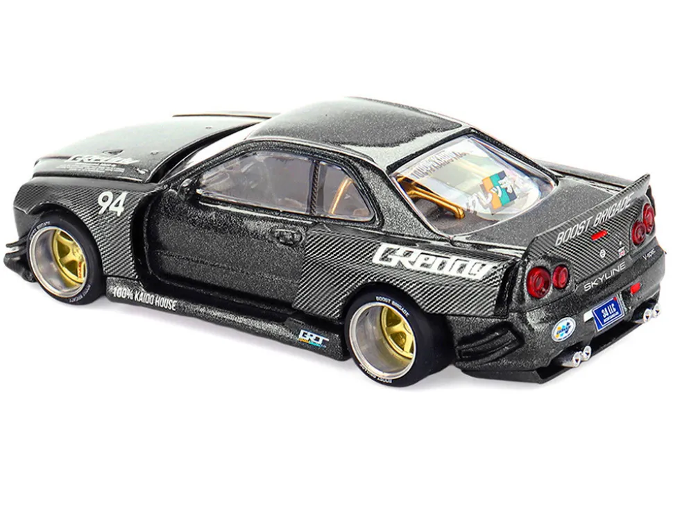 Nissan Skyline GT-R (R34) RHD (Right Hand Drive) #94 "Kaido Works GReddy V2" Carbon Fiber and Dark Gray Metallic (Designed by Jun Imai) "Kaido House" Special 1/64 Diecast Model Car by Mini GT