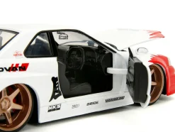 2002 Nissan Skyline GT-R (R34) RHD (Right Hand Drive) White with Red Graphics and Ryu Diecast Figure 
