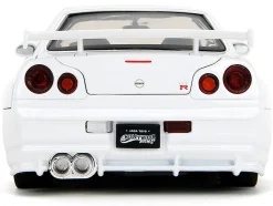2002 Nissan Skyline GT-R (R34) RHD (Right Hand Drive) White with Red Graphics and Ryu Diecast Figure 