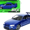 Nissan Skyline GT-R R34 RHD Right Hand Drive Blue Metallic NEX Models 1/24 Diecast Model Car Welly 24108