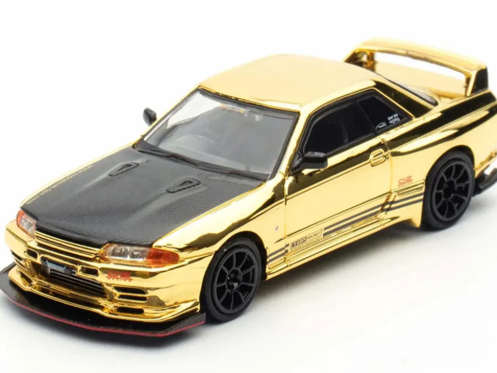 Nissan Skyline GT-R (R32) "Top Secret" RHD (Right Hand Drive) Chrome Gold with Carbon Hood "The Model Car Show Malaysia 2025 Event Edition" 1/64 Diecast Model Car by Inno Models