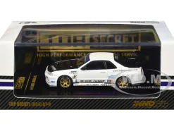 Nissan Skyline GT-R (R34) "Top Secret" RHD (Right Hand Drive) White with Carbon Hood 1/64 Diecast Model Car by Inno Models
