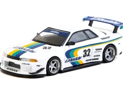 Nissan Skyline GT-R (R32) Widebody RHD (Right Hand Drive) #32 "Greddy - Jonsibal Designworks" White with Stripes "Global64" Series 1/64 Diecast Model by Tarmac Works