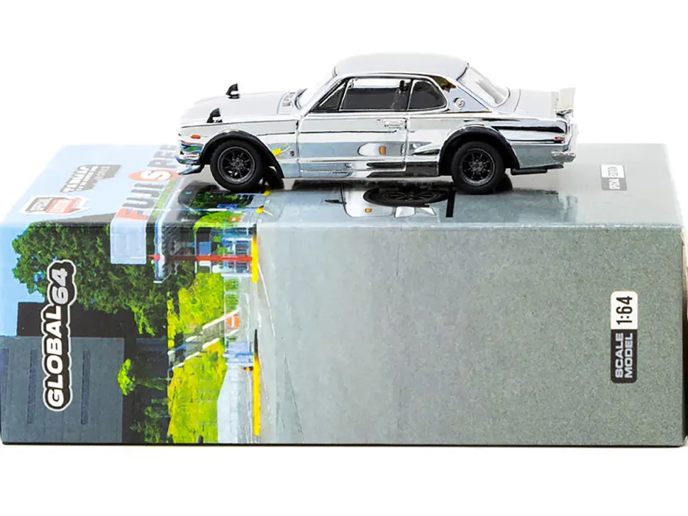 Nissan Skyline HT 2000GT-R RHD (Right Hand Drive) Silver Chrome "Japan Special Edition" "Global64" Series 1/64 Diecast Model Car by Tarmac Works