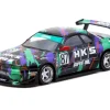 Nissan Skyline (R32) Widebody RHD (Right Hand Drive) #87 "HKS - Designed by Jon Sibal" Black with Graphics with Tarmac Cards "Global64" Series 1/64 Diecast Model by Tarmac Works