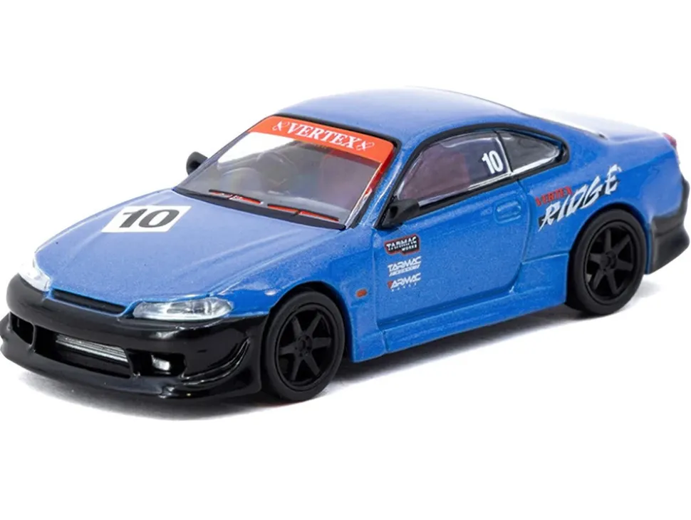 Nissan Vertex Silvia (S15) RHD (Right Hand Drive) #10 "Tarmac Works 10th Anniversary" Blue Metallic "Global64" Series 1/64 Diecast Model Car by Tarmac Works