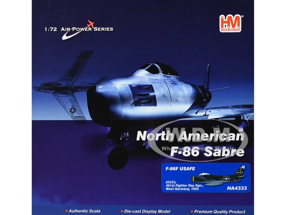 North American F-86F Sabre Fighter Aircraft "25333, 461st Fighter Day Squadron, West Germany" (1955) United States Air Forces in Europe "Air Power Series" 1/72 Diecast Model by Hobby Master