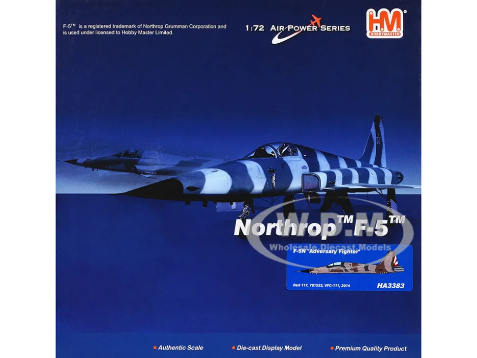 Northrop F-5N Tiger II Aircraft "Red 117, 761533, Adversary Fighter, VFC-111 Sundowners" United States Navy "Air Power Series" 1/72 Diecast Model by Hobby Master