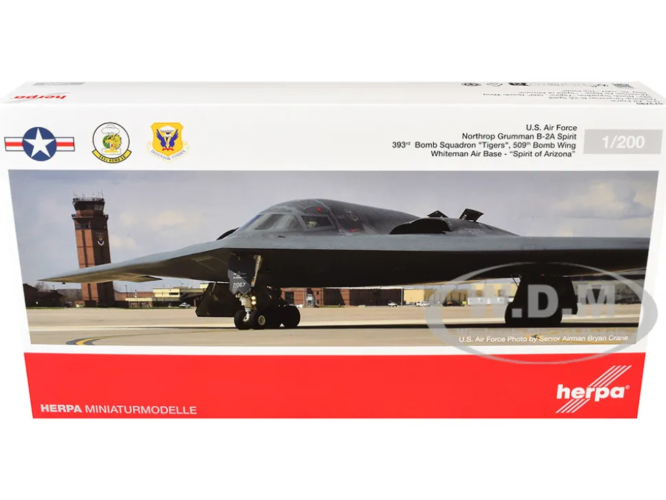 Northrop Grumman B-2A Spirit Stealth Bomber Aircraft "Spirit of Arizona, 393rd Bomb Squadron 'Tigers', 509th Bomb Wing, Whiteman Air Force Base" United States Air Force 1/200 Diecast Model Airplane by Herpa