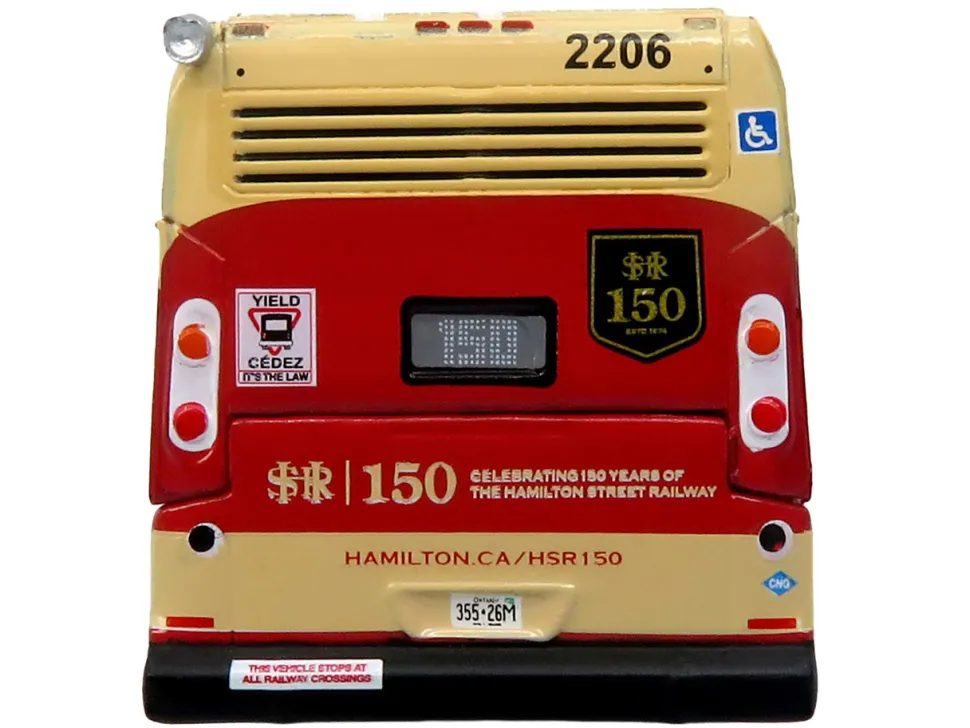 Nova Bus LFS HEV Transit Bus "Hamilton Street Railway 150th Anniversary" Cream and Red "The Bus & Motorcoach Collection" Limited Edition to 504 pieces Worldwide 1/87 (HO) Diecast Model by Iconic Replicas