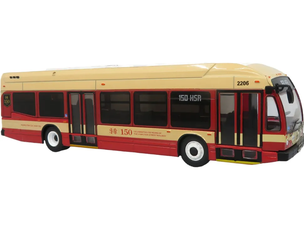 Nova Bus LFS HEV Transit Bus "Hamilton Street Railway 150th Anniversary" Cream and Red "The Bus & Motorcoach Collection" Limited Edition to 504 pieces Worldwide 1/87 (HO) Diecast Model by Iconic Replicas