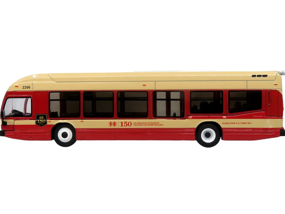 Nova Bus LFS HEV Transit Bus "Hamilton Street Railway 150th Anniversary" Cream and Red "The Bus & Motorcoach Collection" Limited Edition to 504 pieces Worldwide 1/87 (HO) Diecast Model by Iconic Replicas