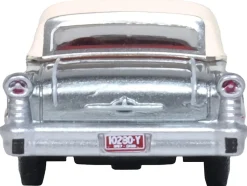 1957 Oldsmobile 88 Convertible (Top-Up) Juneau Gray with White Top and Red Interior 1/87 (HO) Scale Diecast Model Car by Oxford Diecast