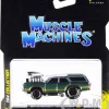 1970 Oldsmobile Vista Cruiser 442 Green Metallic Gold Stripes 1/64 Diecast Model Car Muscle Machines 15556