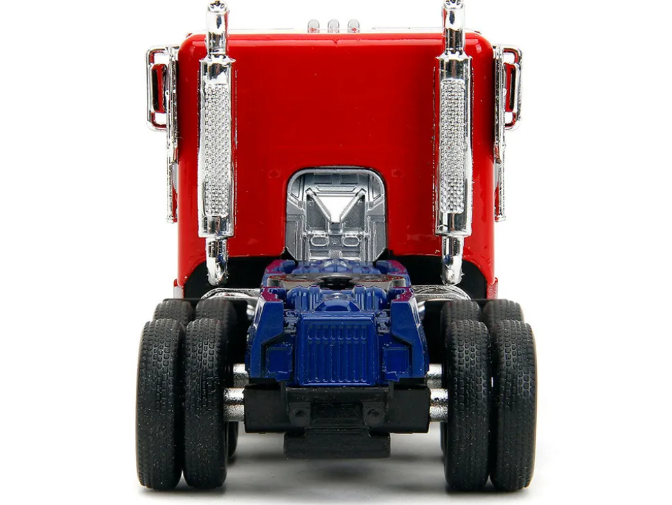 Optimus Prime Tractor Truck Red and Blue with Silver Stripes Transformers Rise of the Beasts 2023 Movie Hollywood Rides Series 1/32 Diecast Model Car Jada 34257