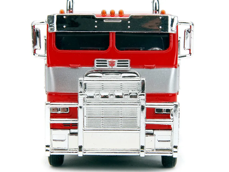 Optimus Prime Tractor Truck Red and Blue with Silver Stripes Transformers Rise of the Beasts 2023 Movie Hollywood Rides Series 1/32 Diecast Model Car Jada 34257