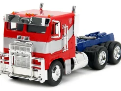 Optimus Prime Tractor Truck Red and Blue with Silver Stripes Transformers Rise of the Beasts 2023 Movie Hollywood Rides Series 1/32 Diecast Model Car Jada 34257