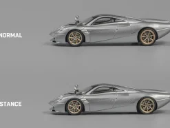 Pagani Huayra Codalunga Silver Metallic with Sunroof and Extra Wheels 1/64 Diecast Model Car by CM Model