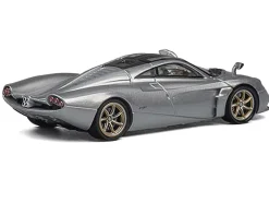 Pagani Huayra Codalunga Silver Metallic with Sunroof and Extra Wheels 1/64 Diecast Model Car by CM Model