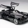 Pagani Huayra Gloss Black with Silver Stripes and Silver Wheels 1/12 Model Car Autoart 12233