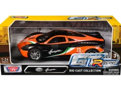 Pagani Huayra #23 Orange and Black with Stripes "GT Racing" Series 1/24 Diecast Model Car by Motormax