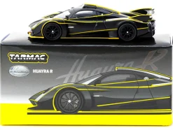 Pagani Huayra R Matt Black with Silver Accents and Yellow Stripes