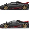 Pagani Imola Black Carbon with Italian Flag Stripes with Extra Wheels 1/64 Diecast Model Car by CM Model