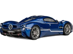 Pagani Utopia Blue Metallic with White Stripes 1/64 Diecast Model Car by CM Model