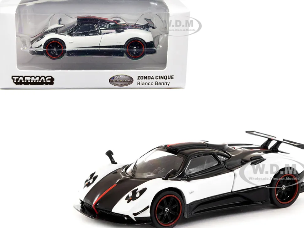 Pagani Zonda Cinque Bianco Benny White Black Global64 Series 1/64 Diecast Model Car Tarmac Works T64G-TL021-WH