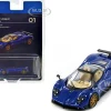 Pagani Zonda F Argentina Blue Metallic Hypercar League Collection 1/64 Diecast Model Car PosterCars H01B