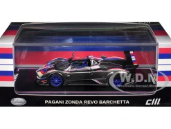 Pagani Zonda Revo Barchetta Carbon with Red, White, and Blue Stripes 1/64 Diecast Model Car by CM Model
