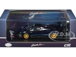 Pagani Zonda Revolucion Dark Blue Metallic and Carbon with Extra Wheels 1/64 Diecast Model Car by CM Model