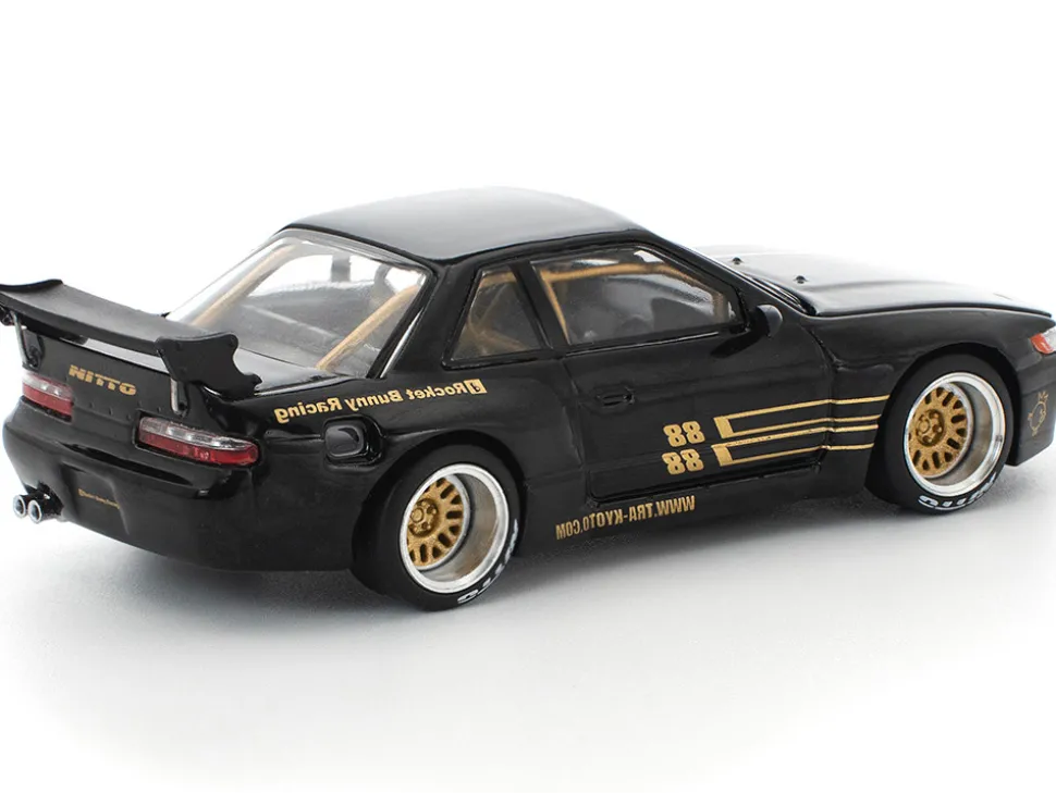 Pandem S13 RHD (Right Hand Drive) Black with Gold Accents 1/64 Diecast Model Car by Pop Race