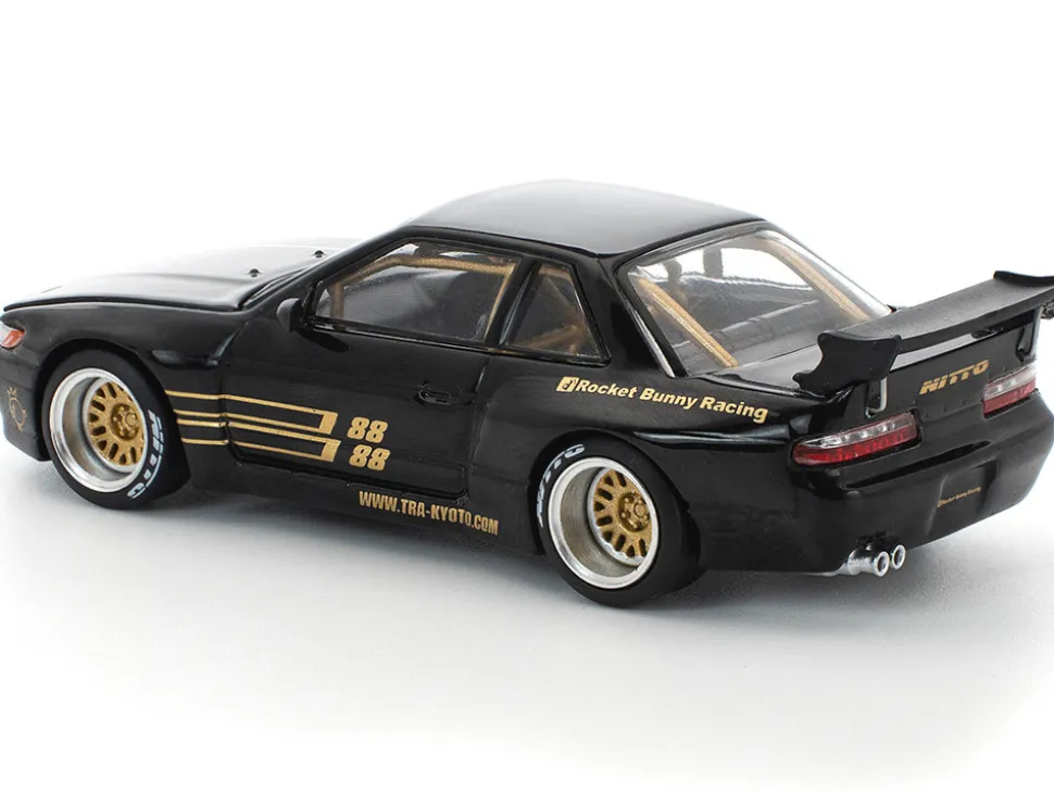 Pandem S13 RHD (Right Hand Drive) Black with Gold Accents 1/64 Diecast Model Car by Pop Race