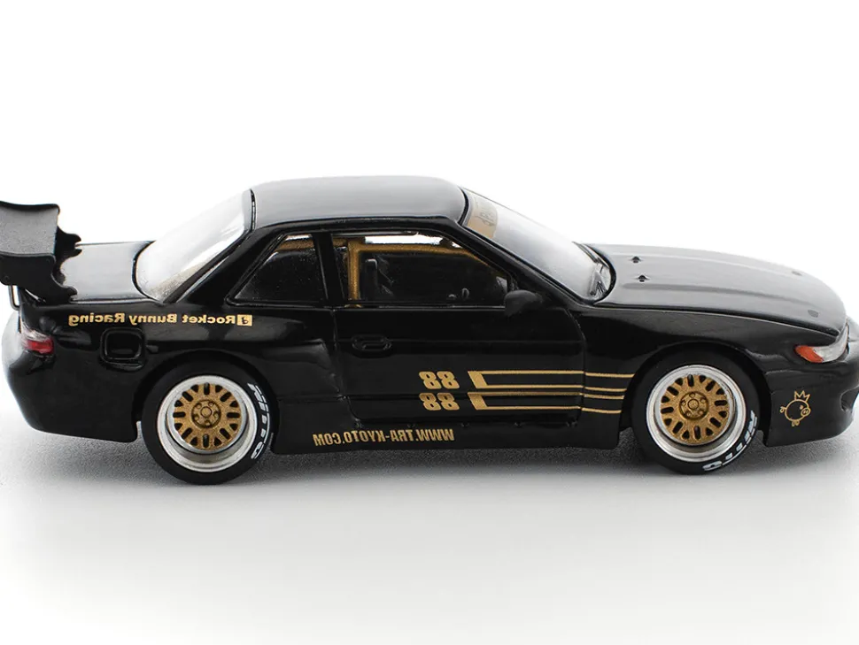 Pandem S13 RHD (Right Hand Drive) Black with Gold Accents 1/64 Diecast Model Car by Pop Race