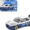 Pandem S13 RHD (Right Hand Drive) Silver and Moontech Blue Metallic with Graphics 1/64 Diecast Model Car by Pop Race