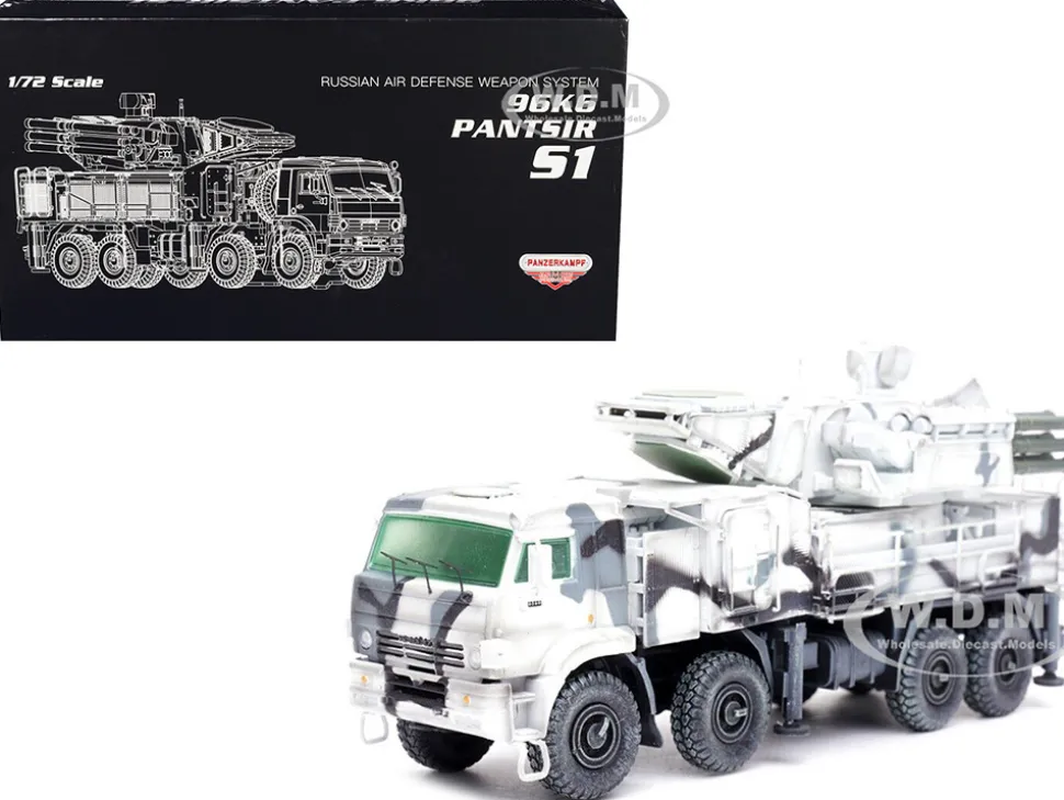 Pantsir S1 96K6 Self Propelled Air Defense Weapon System Winter Camouflage Russia s Arctic Forces Armor Premium Series 1/72 Diecast Model Panzerkampf 12215PA