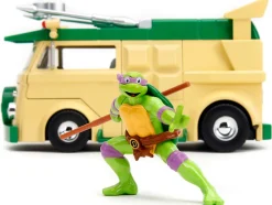 Party Wagon Green and Beige and Donatello Diecast Figure Teenage Mutant Ninja Turtles Hollywood Rides Series Diecast Model Jada 34529