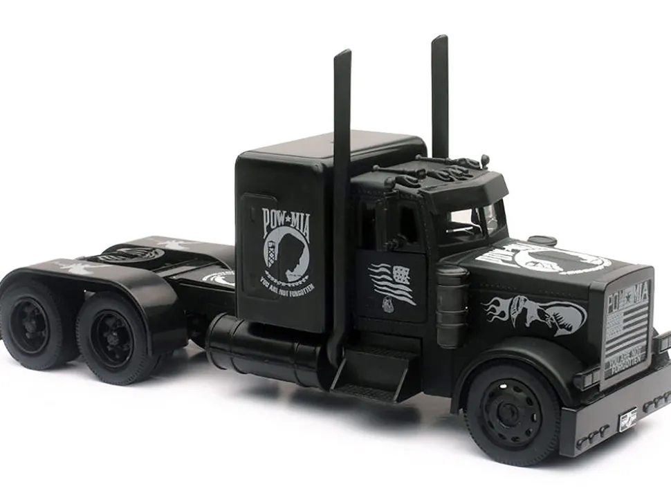 Peterbilt Custom Truck Black Out "POW-MIA You Are Not Forgotten" 1/32 Diecast Model by New Ray