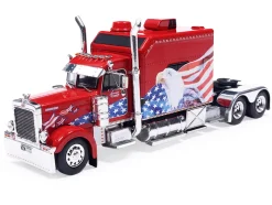 2002 Peterbilt 379 Custom Truck Tractor Red with Patriotic Graphics 1/64 Diecast Model by IXO Models