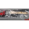 Peterbilt Super B Log Truck and Trailer Red with Log Accessories 1/87 (HO) Plastic Model Car by Promotex