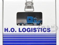 Peterbilt 389 Truck Tractor with Sleeper Cab Blue Metallic and Pneumatic Tank Trailer Chrome Combo Set 1/87 (HO) Plastic Model Car by HO Logistics
